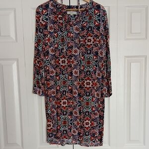 LOFT Long Sleeve Dress- floral multicolor.